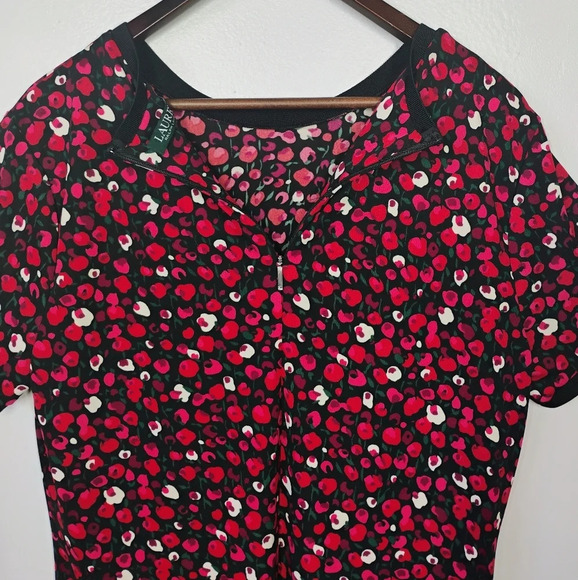 Lauren Ralph Lauren Floral Artsy Stretch Jersey Top Crewneck Plus Size 1X - Picture 5 of 11